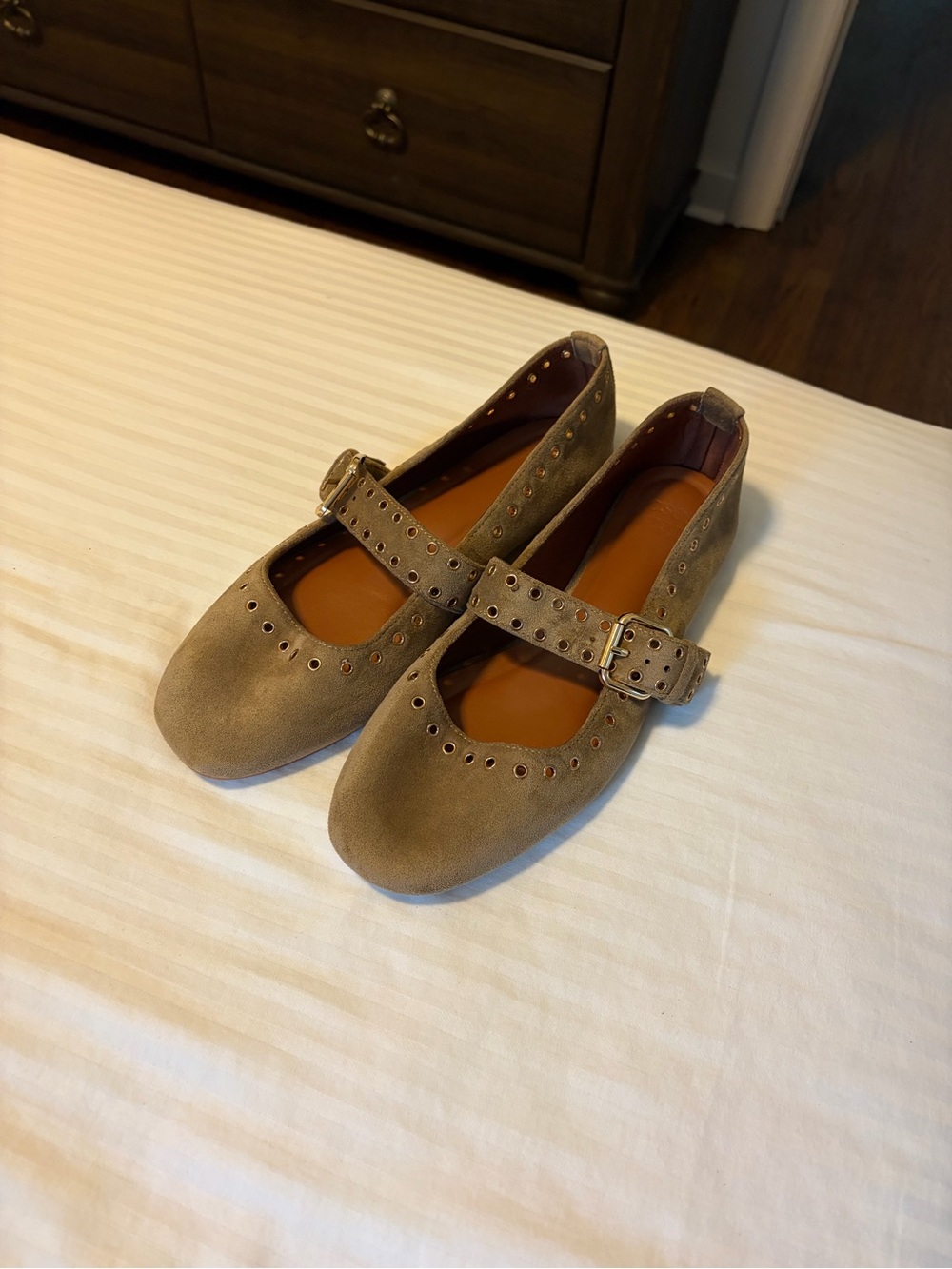 ASOS Design Taupe Suede Mary Jane Flats with Buckle